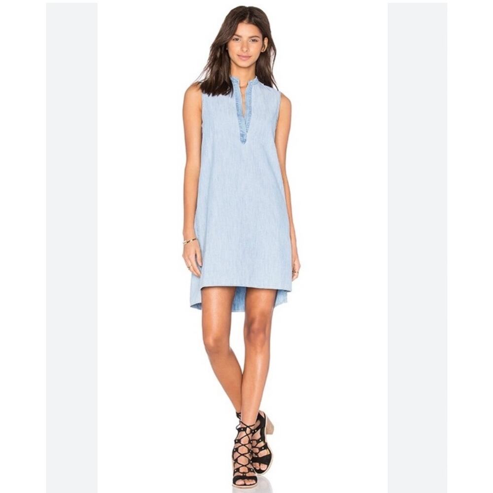 Rag & Bone Barcelona Chambray Mini Dress in Kenton Blue Size Medium Sleeveless
